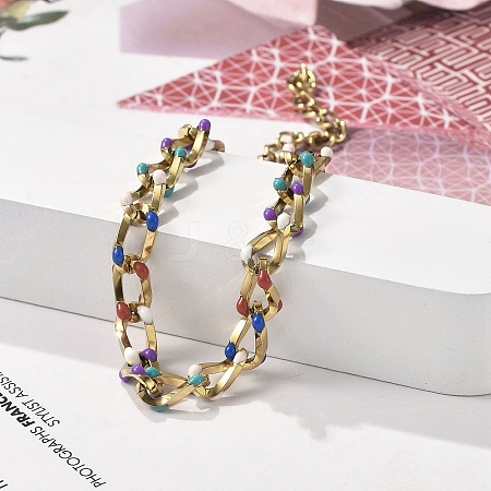 304 Stainless Steel Twisted Curb Chain Bracelets for Women BJEW-F488-10G-1