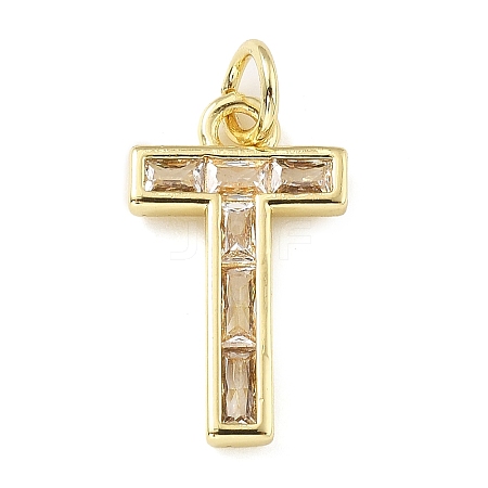 Brass Micro Pave Cubic Zirconia Pendants KK-V014-01G-20-1