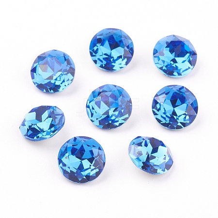 Pointed Back & Back Plated Glass Rhinestone Cabochons RGLA-J012-8mm-206-1