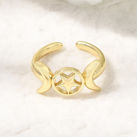 Brass Open Cuff Rings for Women RJEW-K322-01G-1