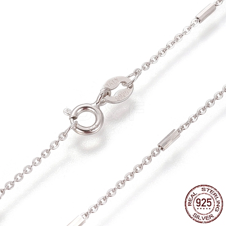 Anti-Tarnish Rhodium Plated 925 Sterling Silver Cable Chain Necklaces STER-L059-15P-1