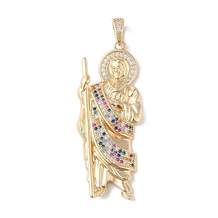 Brass Clear Cubic Zirconia Pendants KK-Z050-03G-05-1