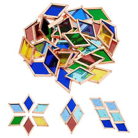 Olycraft 36Pcs 6 Colors Colored Glass Mosaic Tiles DIY-OC0009-44-1