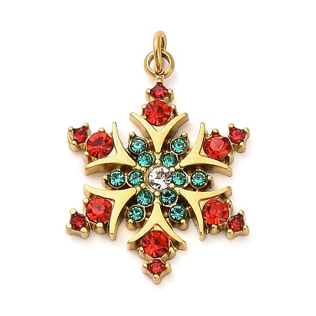 304 Stainless Steel Rhinestone Pendants FIND-I062-01G-03-1
