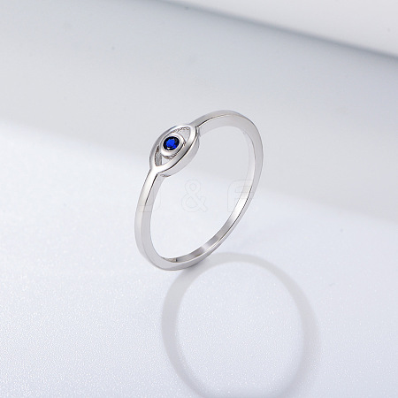 Evil Eye 925 Sterling Silver Micro Pave Cubic Zirconia Finger Rings for Women FS-WG42376-04-1