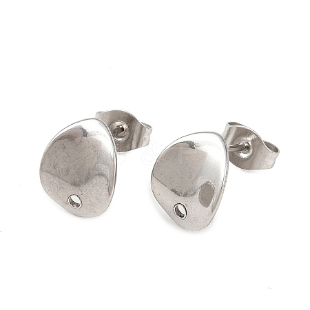 Non-Tarnish 304 Stainless Steel Oval Stud Earring Findings STAS-R063-39-1