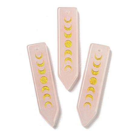 Natural Rose Quartz Moon Phase Pendants G-C145-01B-1