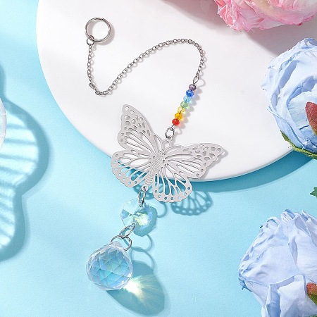 Glass Teardrop Hanging Suncatchers HJEW-JM04654-03-1