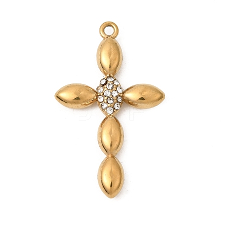 304 Stainless Steel Rhinestone Pendants STAS-B128-09G-05-1