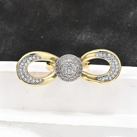 Brass Micro Pave Clear Cubic Zirconia Cuff Rings for Women RJEW-U051-01A-G-1