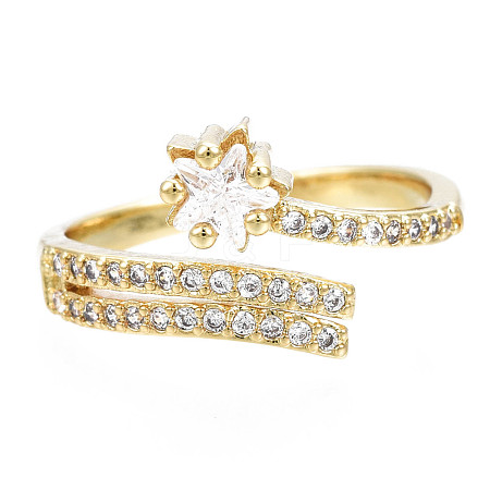 Exquisite Cubic Zirconia Star Cuff Ring RJEW-N035-056-NF-1