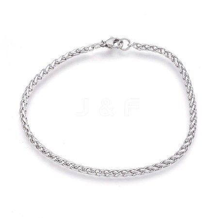 304 Stainless Steel Wheat Chain Bracelets BJEW-P235-14P-1