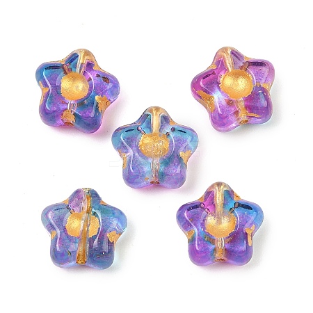 Electroplate and Golden Metal Enlaced Glass Beads EGLA-T029-02G-1