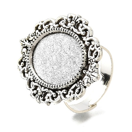 Vintage Adjustable Iron Finger Ring Components Alloy Cabochon Bezel Settings X-PALLOY-Q300-09AS-NR-1