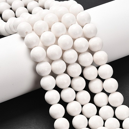 Natural White Jade Round Bead Strands G-O113-01-10mm-1
