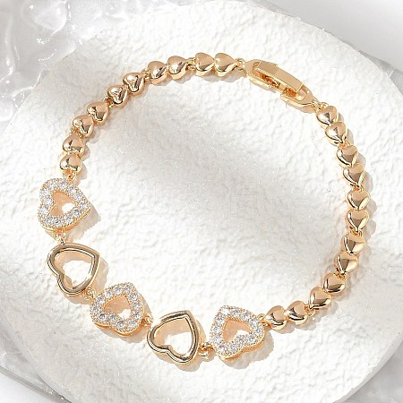 Brass Micro Pave Cubic Zirconia Link Chain Bracelets KK-R217-47G-1