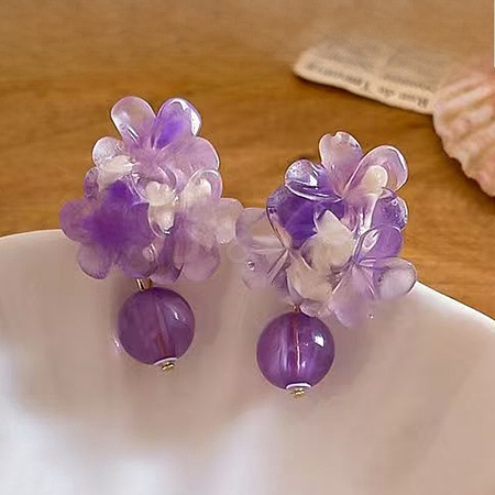 Resin Flower Stud Earrings for Women WG9B7DC-01-1
