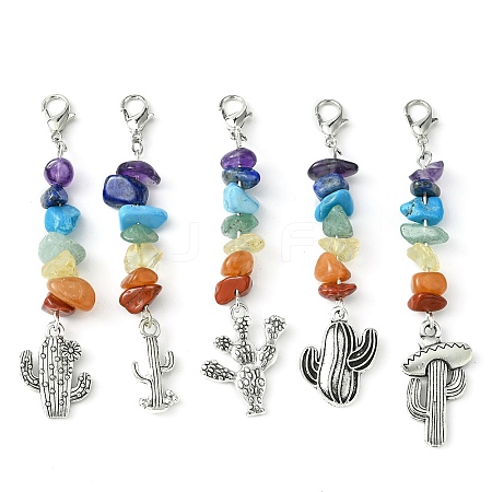 5Pcs Alloy Cactus Pendant Decoration HJEW-JM01553-01-S-1