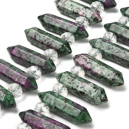 Natural Ruby in Zoisite Double Terminated Point Beads Strands G-H069-A08-01-1