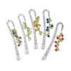 Mixed Natural Gemstone Bead Pendant Bookmarks with Acrylic Leaf AJEW-JK00272-1