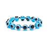 2Pcs 2 Style Natural Wood & Resin Evil Eye Round Beaded Stretch Bracelet with Synthetic Hematite BJEW-JB08096-7