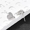 Heart Brass Micro Pave Cubic Zirconia Ear Studs EJEW-D304-35G-1