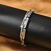 304 Stainless Steel Rectangle Link Chains Bracelets for Men & Women BJEW-D042-43P-1