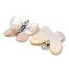 Rack Plating Brass Pave Natural Paua Shell & White Shell Pendants KK-U025-12P-04-2