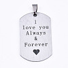 Non-Tarnish 201 Stainless Steel Quote Pendants STAS-T044-225P-1