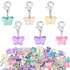   10 Sets Transparent Spray Painted Glass Butterfly Pendant Decorations HJEW-PH0001-64-1