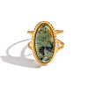 304 Stainless Steel with Natural Gemstone Cuff Open Rings for Women LS-FS3382-5