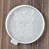 Flat Round with Owl & Flower DIY Cup Mat Silicone Molds SIL-F007-06B-2