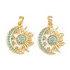 Brass Micro Pave Sky Blue Cubic Zirconia Pendants CU-CBAA571-04G-1