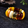 Rectangle Natural Amber Stretch Bracelets for Women FIND-PW0021-03-4