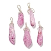 Electroplated Platinum Palted Copper Wire Wrapped Natural Quartz Crystal Pendants G-L133-07F-2