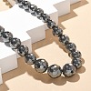 Faceted Round Synthetic Non-Magnetic Hematite Graduated Beaded Necklaces NJEW-R020-07-1