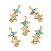 Rack Plating Brass Micro Pave Clear Cubic Zirconia Connector Charms KK-D088-40G-1