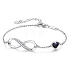 Infinity & Heart 925 Sterling Silver Pave Cubic Zirconia Link Bracelets FS-WGF63DC-05-1