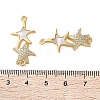 Brass Micro Pave Clear Cubic Zirconia Double Starfish Connector Charms X-KK-U070-08G-3