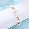 Natural Spiral Shell & Synthetic Turquoise Beads Stretch Bracelets for Women BJEW-JB14069-2