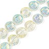 Half Electroplate Baking Paint Glass Beads Strands EGLA-K061-11A-AB01-1