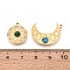 304 Stainless Steel Rhinestone & Synthesis Turquoise Pendants STAS-T074-14G-4