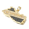 Brass Micro Pave Blue Cubic Zirconia Pendants KK-C263-10G-2