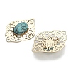 Brass Pave Dyed Synthetic Turquoise Rhombus Filigree Joiners KK-Z088-04G-01-2