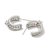 Brass with Cubic Zirconia Round Stud Earrings EJEW-B035-18P-2