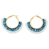 304 Stainless Steel & Bohemian Beaded Fan Hoop Earrings for Women EJEW-R001-01G-01-2