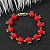 Brass Enamel Link Bracelets BJEW-K278-01A-G-2