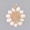 Handmade Natural Cultured Freshwater Pearl Pendants X-PALLOY-JF00398-2