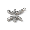 304 Stainless Steel Micro Pave Cubic Zirconia Charms STAS-Z107-09P-05-2