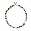 Natural Tree Agate Nuggets & Freshwater Pearl Potato Beaded Necklaces for Women NJEW-JN06488-2